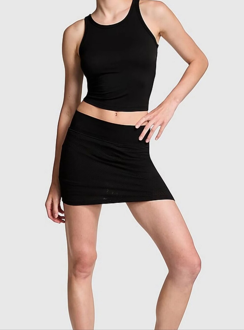 Pink By Victoria  Secret Seamless Drapey Skort: Black- Size Medium
